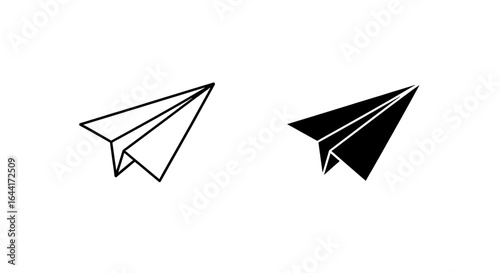 Clean and Modern Communication Icon Set Outlined and Filled Paper Airplane VECTOR Designs for Digital Interfaces, Messaging Apps, and Web Elements.