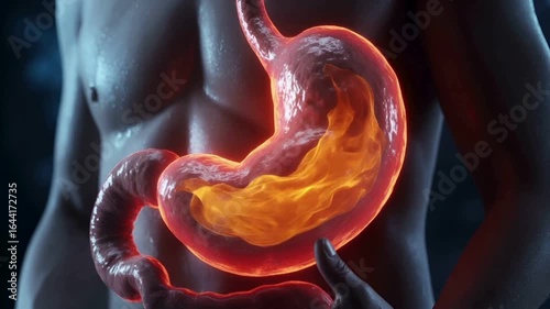 Wallpaper Mural Burning Stomach Gastritis, Heartburn, and Digestive Issues Concept Torontodigital.ca