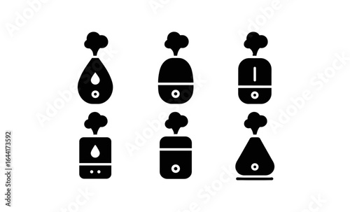 Set of humidifier icons in silhouette style with various designs