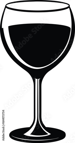 Vector art of elegant wine glass illustration with dark red wine perfect for a restaurant or bar menu design