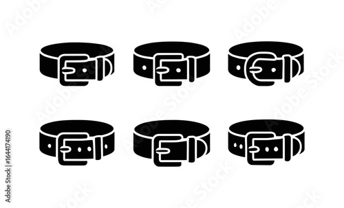 Silhouette set of black belts with various buckle designs