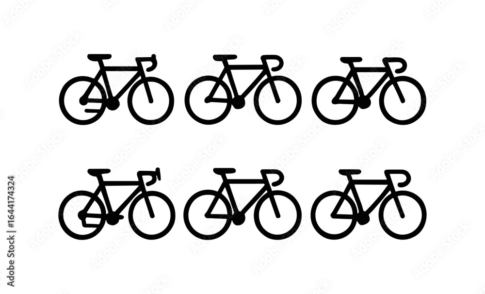 Fototapeta premium Minimalist bicycle icon set featuring various bike designs