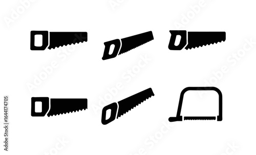 Silhouette hand saw icons set on white background