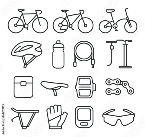 Bicycle accessories collection: helmets, locks, pumps, and more