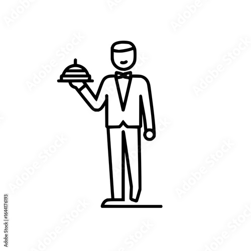 Waiter serving food restaurant service catering professional hospitality dining elegance uniform tuxedo bow tie