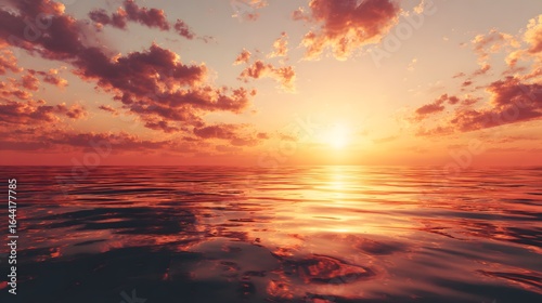 A serene sunset over a placid sea.