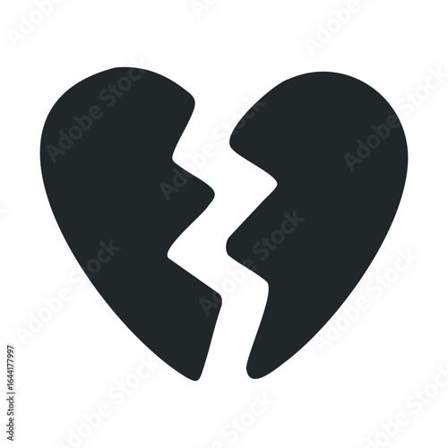 Black broken heart icon symbolizing heartbreak or lost love