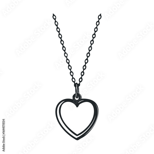 Elegant heart-shaped pendant necklace with chain on white background