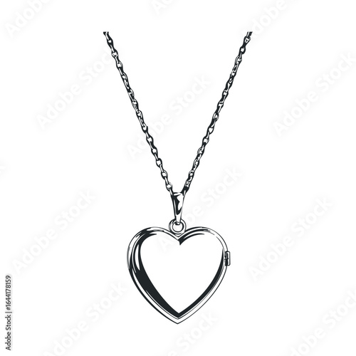 Elegant heart-shaped pendant necklace with chain illustration