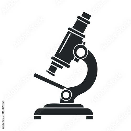 Monochrome illustration of a microscope on white background