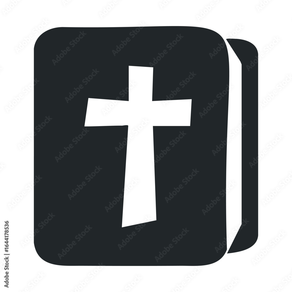 Fototapeta premium Minimalist black bible icon with white cross design