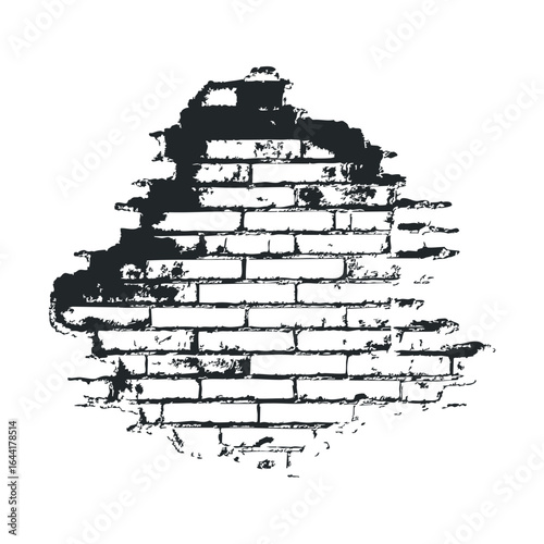 Distressed brick wall design with weathered texture