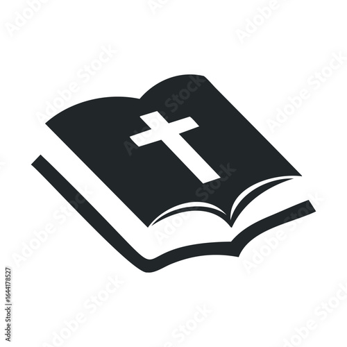 Open holy bible with cross symbol on page