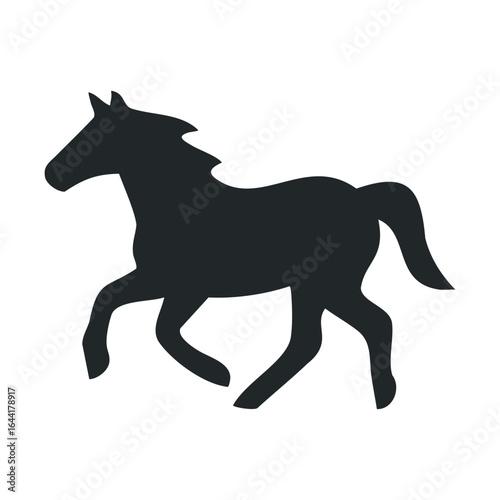 Silhouette of running horse on white background