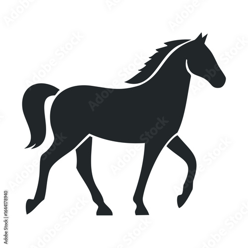 Silhouette of a prancing horse with flowing mane on white background