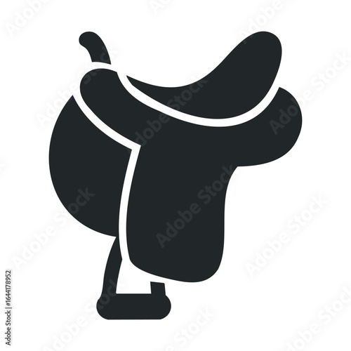 Black silhouette saddle icon on white background