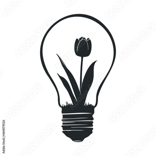 Creative light bulb design with tulip flower inside for artistic inspiration