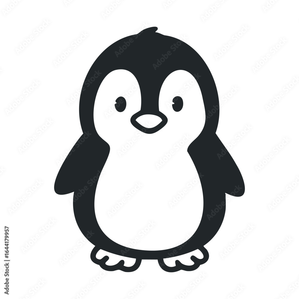 Fototapeta premium Cute cartoon penguin illustration with black and white design