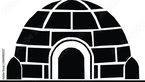 arctic igloo silhouette vector for winter themed designs. Silhouette vector illustration.