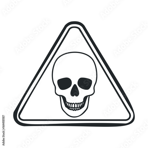 Skull and crossbones warning sign in triangular shape