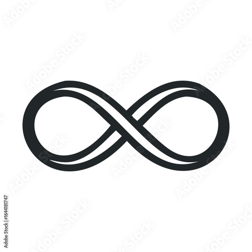 Simple black infinity icon on white background