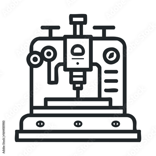 Outline icon of industrial cnc milling machine for precision engineering
