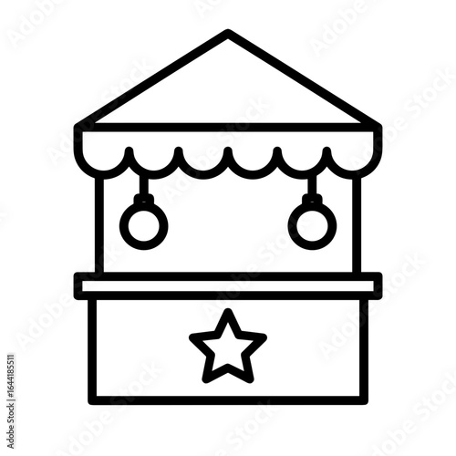 Outlined Christmas market stall icon – decorative festive booth symbol