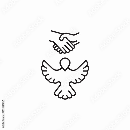 icon vector piece hand shake dove 