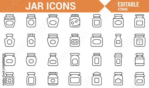 Icon Collection of Glass Jars for Storing Preserves, Spices, and More