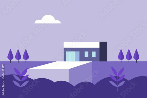 minimalist headquarters surrounded by lavender fields