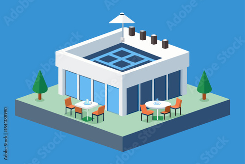 luxury headquarters with open air rooftop dining