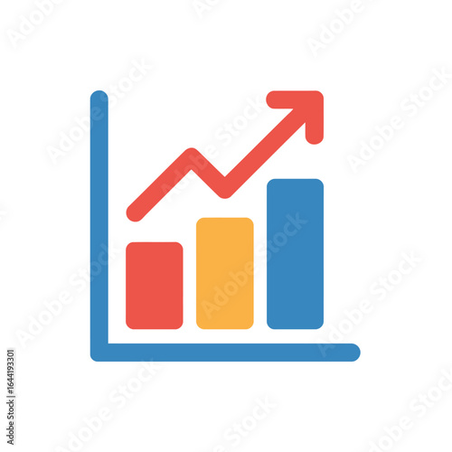 Financial Growth Chart Showing Positive Trends and Increased Revenue with Red Arrow in Bar Graph