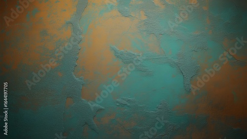 Abstract art background texture teal and orange design wall