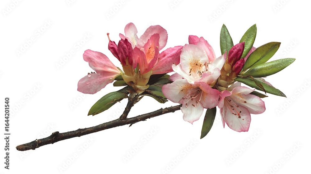 Obraz premium Rhododendron branch isolated on the white background 