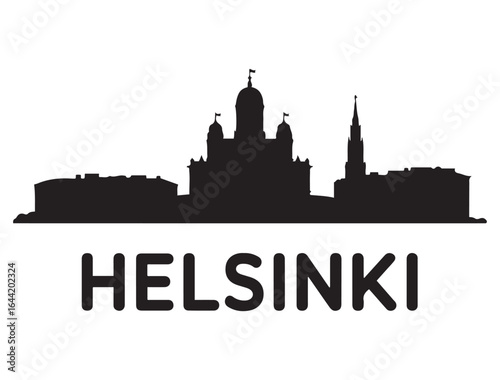 Helsinki skyline silhouette. Landscape Helsinki, Finland. Vector illustration. Vector black silhouette. with white background.