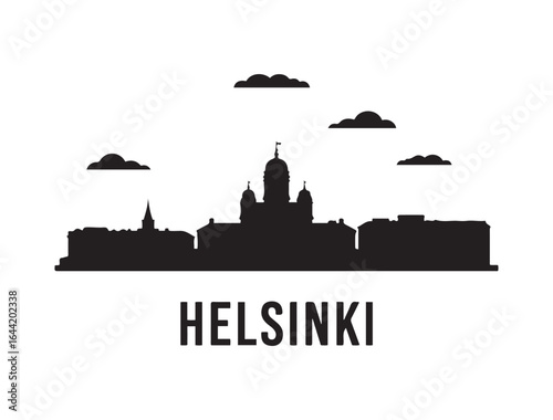 Helsinki skyline silhouette. Landscape Helsinki, Finland. Vector illustration. Vector black silhouette. with white background.