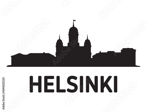 Helsinki skyline silhouette. Landscape Helsinki, Finland. Vector illustration. Vector black silhouette. with white background.