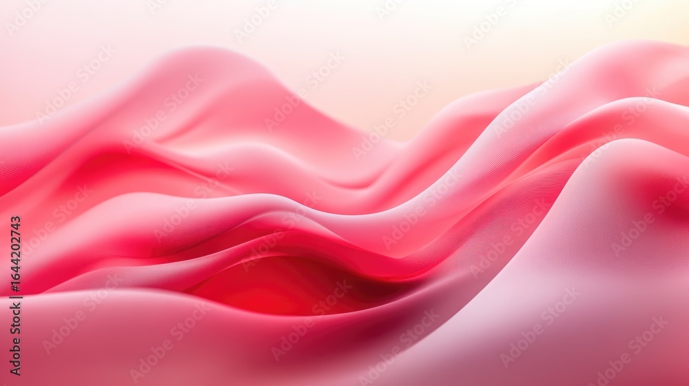 Obraz premium Abstract Flowing Fabric: A vibrant display of abstract, flowing fabric in shades of red and pink. The image shows an elegant fluidity and softness.