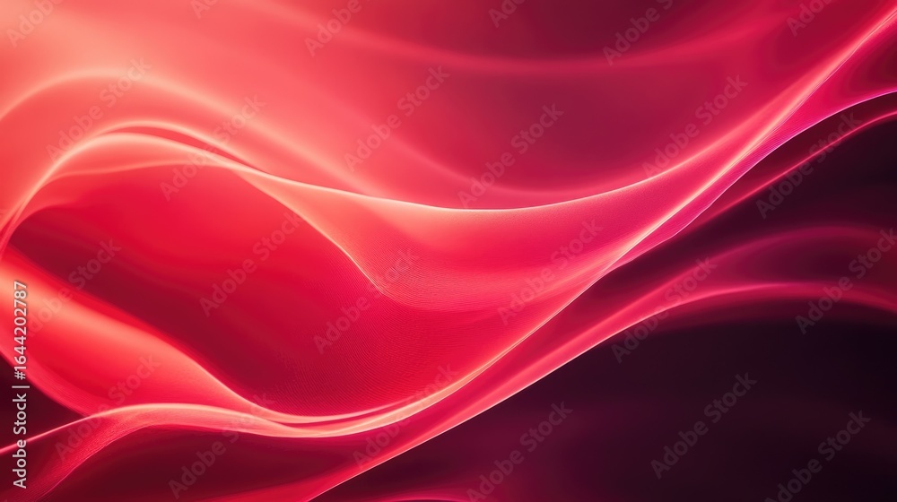Obraz premium Radiant crimson waves: Swirling, abstract crimson waves, a dance of light and shadow, exuding an aura of elegance and movement.