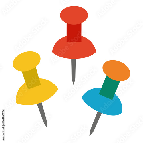 Push Pins on White Background