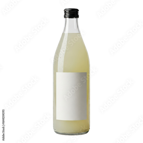 Bottle of fresh juice with blank label isolated on transparent background