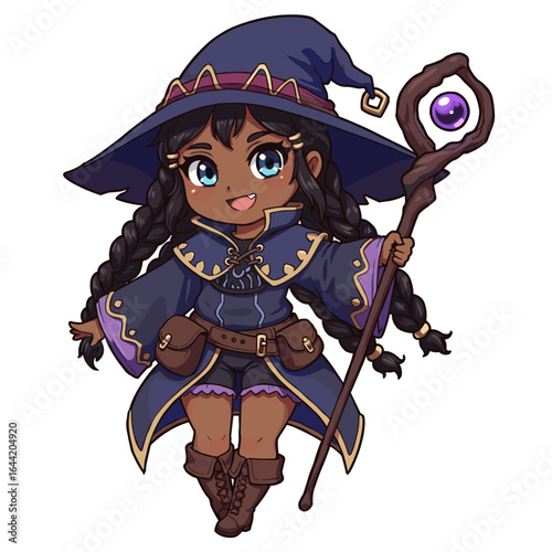 Cute black mage illustration on a white background