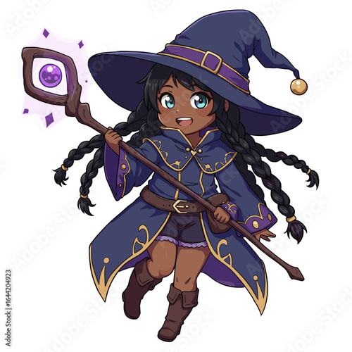 Cute black mage illustration on a white background