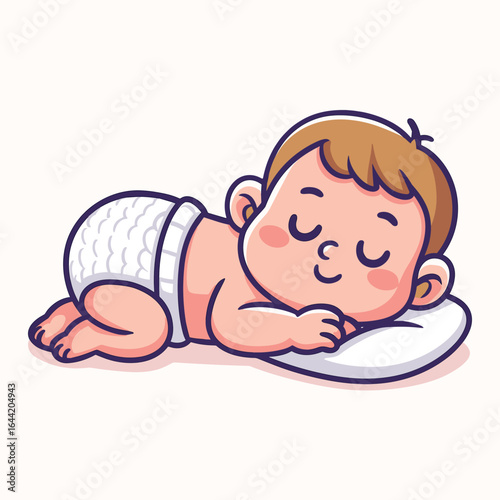 Cute Sleeping Baby Cartoon Vector