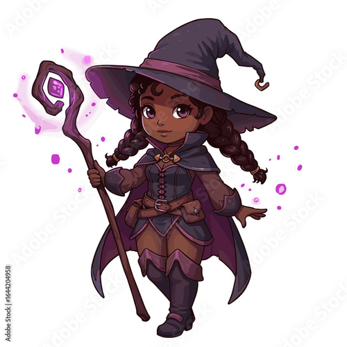 Cute black mage illustration on a white background