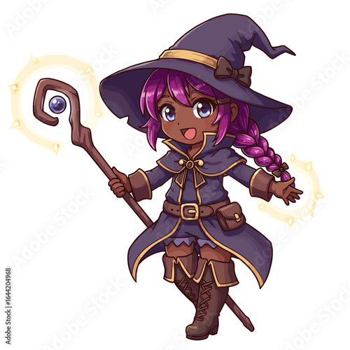 Cute black mage illustration on a white background