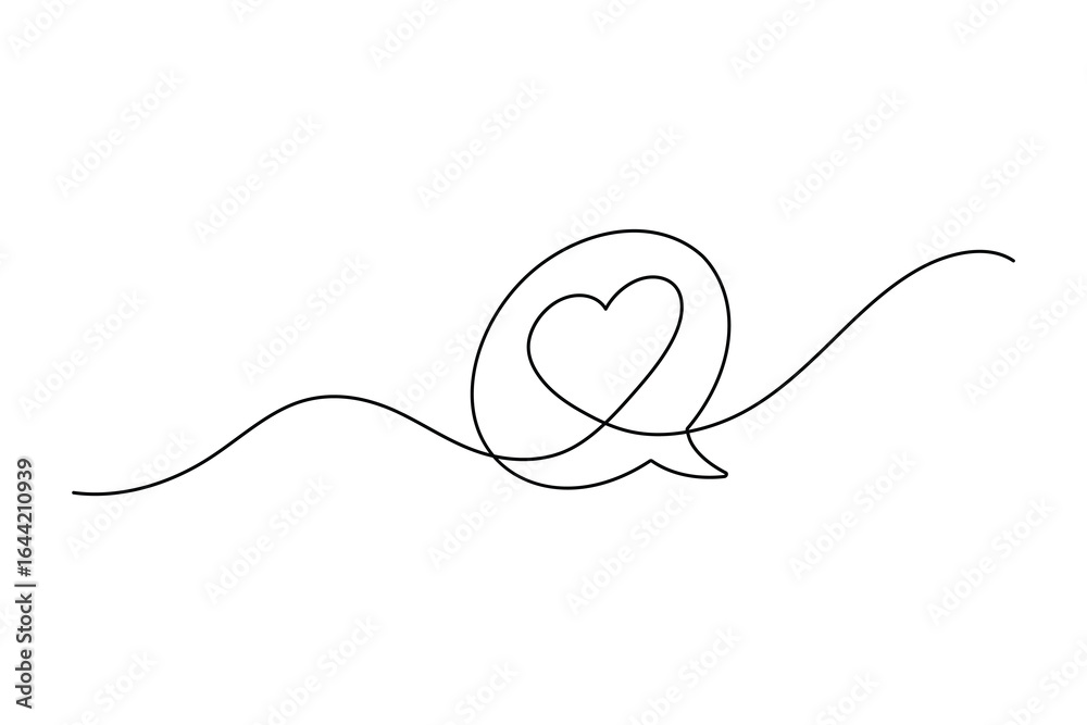 Obraz premium Modern minimalist heart shape continuous one line outline art isolated for romantic design concepts