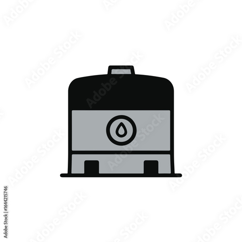 Illustration of an industrial tank, a symbol of the oil and gas industry. 