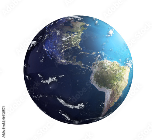 Fototapeta Naklejka Na Ścianę i Meble -  View of Earth from space on transparent background. 3D illustration