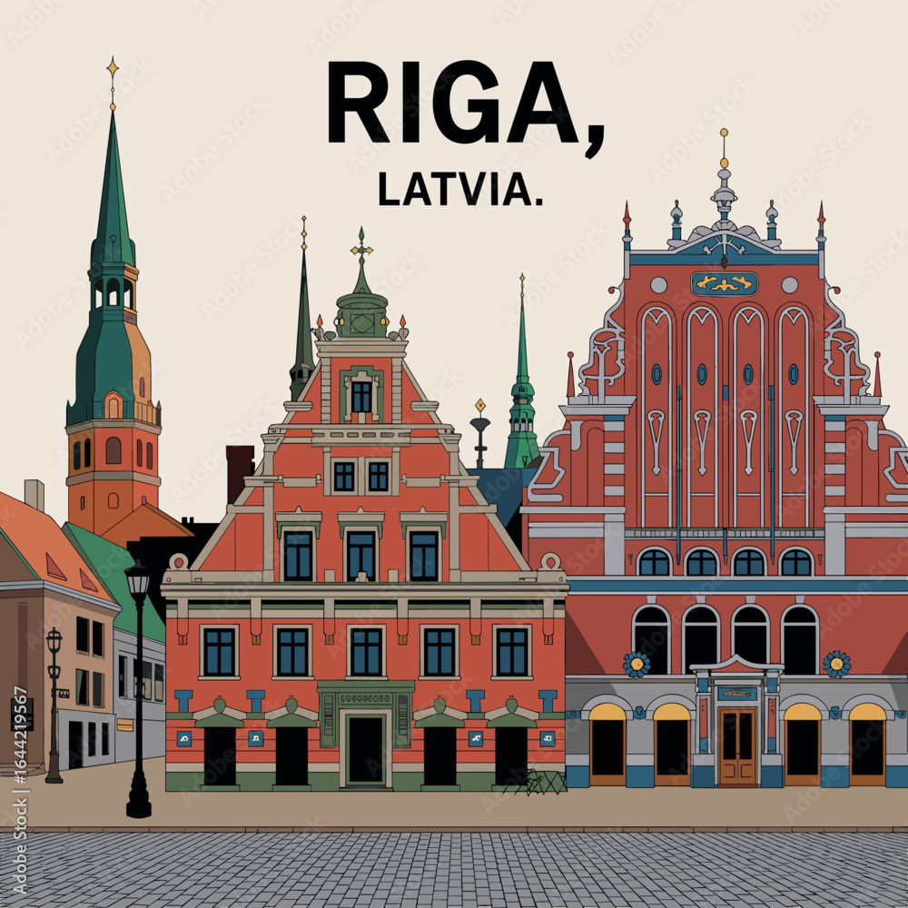 Fototapeta premium Riga Latvia Historic City Architecture Poster